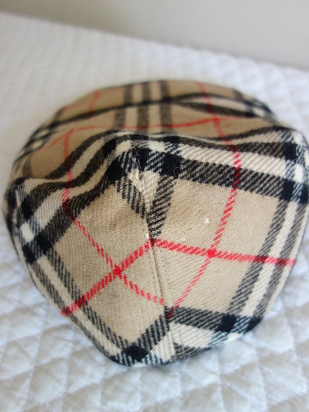 Vntg BURBERRYS’ England News Boy Flat Plaid Wool Cap Hat – Large – READ - Picture 3 of 11